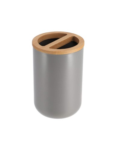 porte brosses a dents ps/bambou - gris/bambou