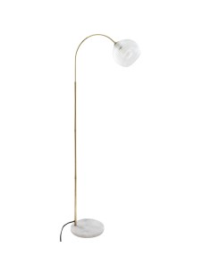 167606-lampadaire arc verre et marbre "laye" dore h.153