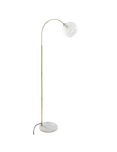 167606-lampadaire arc verre et marbre "laye" dore h.153