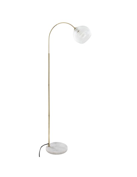 167606-lampadaire arc verre et marbre "laye" dore h.153