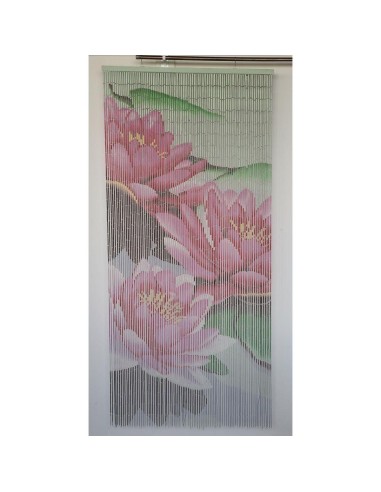 5502273 - rideau de porte sticks bambou imprimes motif trio de nenuphars 90 x 20