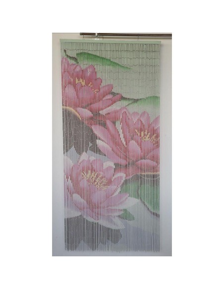 5502273 - rideau de porte sticks bambou imprimes motif trio de nenuphars 90 x 20