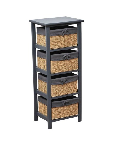 9863260-meuble mdf gm gris 4 paniers papier tresses - gris/naturel