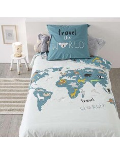 174018k - parure imp carte monde 140x200