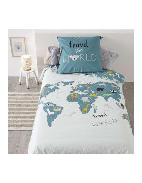 174018k - parure imp carte monde 140x200