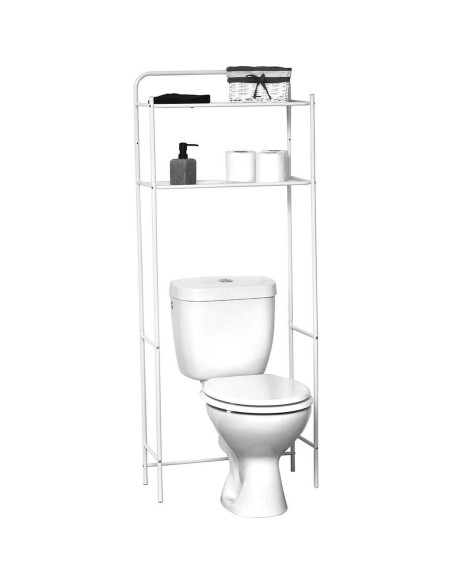 98134100 - meuble metal 2 tablettes pour toilettes - blanc