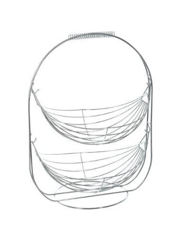 120328 - corbeille fruits 2niv silver L. 34,5 x P. 25,5 x H. 46 cm