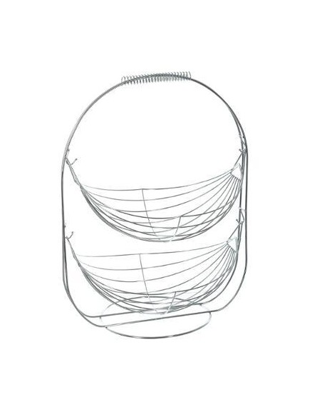120328 - corbeille fruits 2niv silver L. 34,5 x P. 25,5 x H. 46 cm