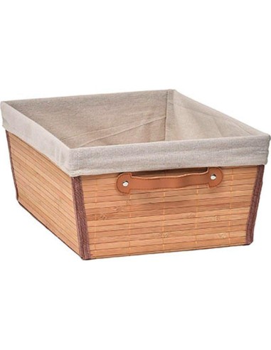 10502195 - paniere dressing bambou l32,5xp45xh18 cm - bambou/tissu lin