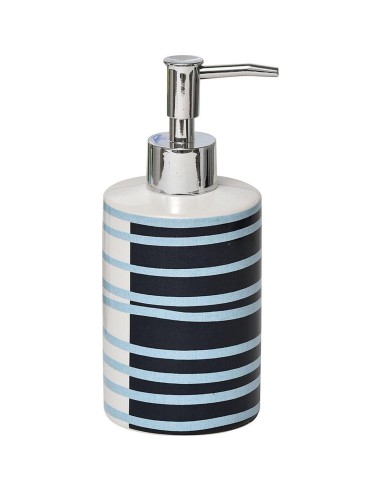 6277657-distributeur a savon dolomite rond imprime 320 ml - bord de mer