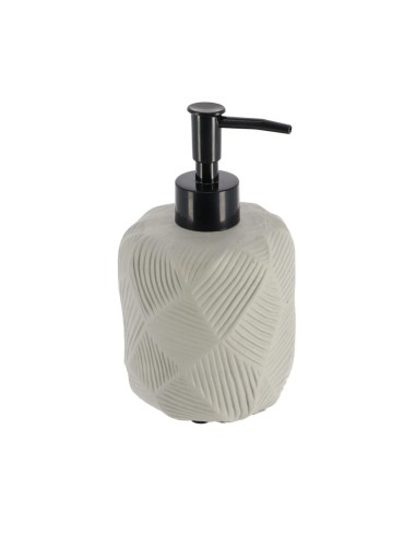 6298180-distributeur a savon ciment avec rainures 180 ml - gris