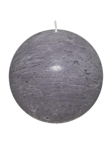 103135-bougie boule rustic gris d10 D. 10 cm