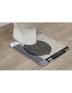 7702659 - tapis contour wc microfibre imprime 45x50 cm - masai