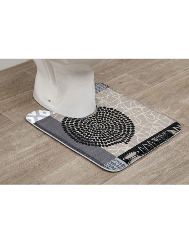 7702659 - tapis contour wc microfibre imprime 45x50 cm - masai