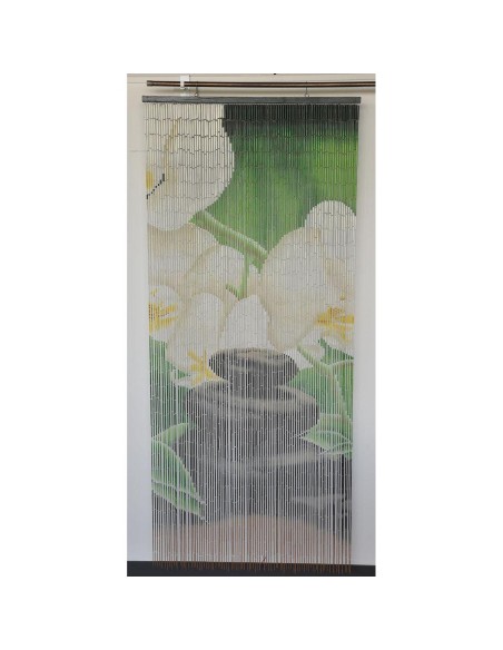 rideau de porte sticks bambou imprimes motif zen 90 x 200 cm - vert