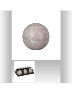 bougie boule rustic taupe d12 D. 12 cm