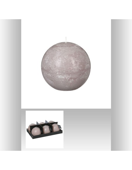 bougie boule rustic taupe d12 D. 12 cm