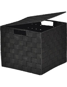 8412510301 - panier carre gm polyester avec couvercle 26x26x22,5 cm - noir