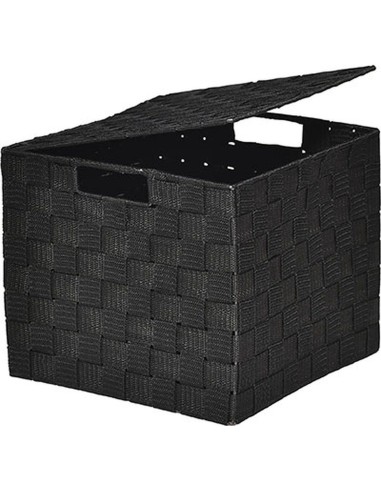 8412510301 - panier carre gm polyester avec couvercle 26x26x22,5 cm - noir