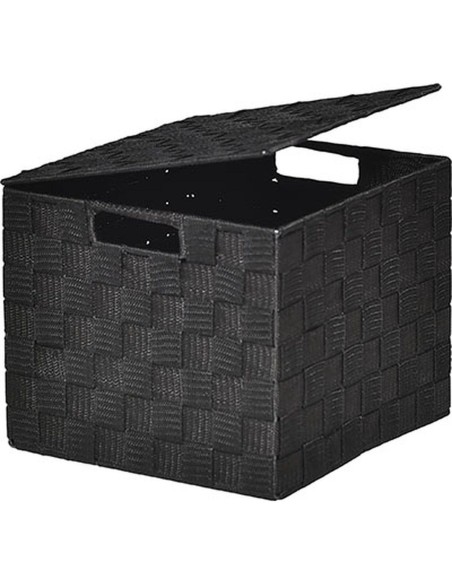 8412510302 - panier carre mm polyester avec couvercle 24x24x20 cm - noir