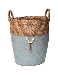 paniere ronde gm matiere vegetale et papier avec deco 45x40 cm - naturel/vert ka