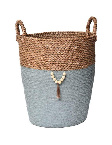 paniere ronde gm matiere vegetale et papier avec deco 45x40 cm - naturel/vert ka