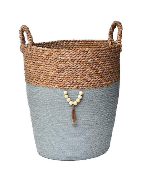 paniere ronde gm matiere vegetale et papier avec deco 45x40 cm - naturel/vert ka