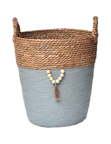 paniere ronde mm matiere vegetale et papier avec deco 38x35 cm - naturel/vert ka