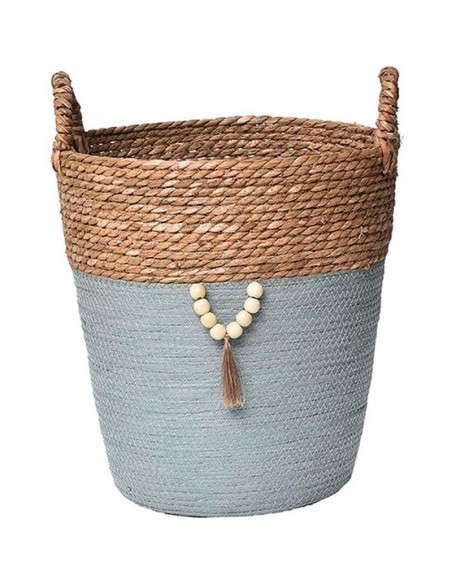 paniere ronde mm matiere vegetale et papier avec deco 38x35 cm - naturel/vert ka