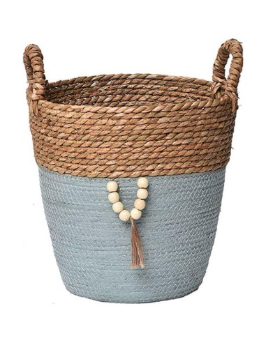 paniere ronde mm matiere vegetale et papier avec deco 31x30 cm - naturel/vert ka