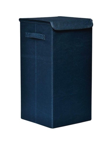 8706119 - paniere a linge pliable tissu polyester/mdf - bleu canard