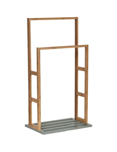 porte serviette bambou/pin 2 barres- kaki/bambou