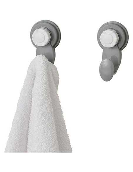 9705180 - set de 2 crochets pp sur ventouses - gris/blanc