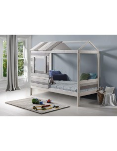14006-lit cabane sia-2 blanc/gris clair/gris fonce