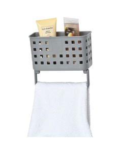 9710180 - panier pp + porte serviette sur ventouses - gris/blanc