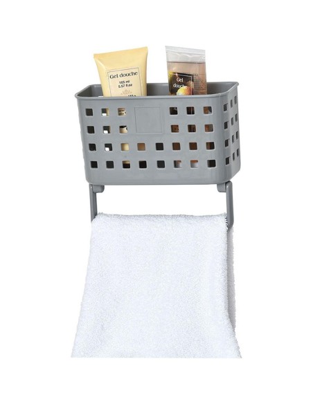 9710180 - panier pp + porte serviette sur ventouses - gris/blanc
