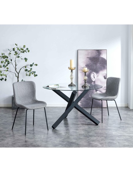 ldt-23004 - table capri verre tremp? d.120x76 cm pieds noir