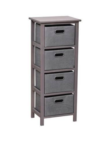 meuble mdf gm gris 4 paniers polyester poignees peintes - gris/argent