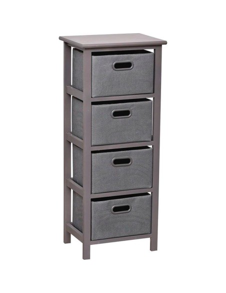 meuble mdf gm gris 4 paniers polyester poignees peintes - gris/argent