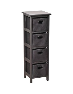 meuble mdf pm noir 4 paniers polyester poignees peintes - noir