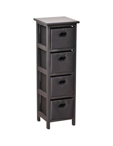 meuble mdf pm noir 4 paniers polyester poignees peintes - noir