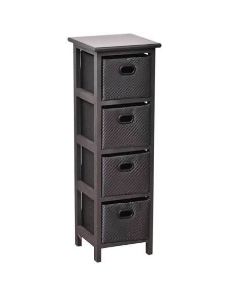 meuble mdf pm noir 4 paniers polyester poignees peintes - noir