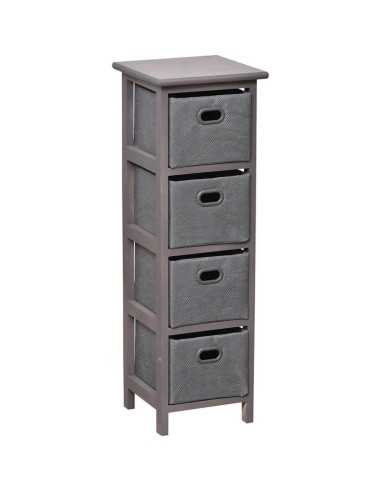 meuble mdf pm gris 4 paniers polyester poignees peintes -gris/argent