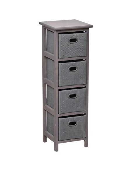 meuble mdf pm gris 4 paniers polyester poignees peintes -gris/argent