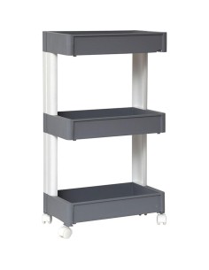meuble de rangement gm pp 3 niveaux sur roulettes - blanc/gris