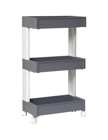 meuble de rangement gm pp 3 niveaux sur roulettes - blanc/gris
