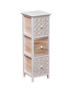 9852190 - meuble mdf/paulownia pm 3 tiroirs avec poignees bois - blanc/naturel g