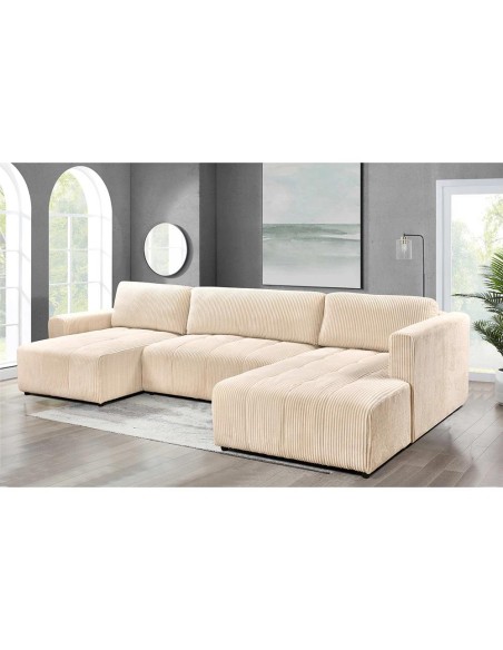 h-9300 - canapé karibuni u coffre+conv light grey