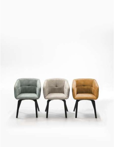 13359 - fauteuil herta moutarde / pied noir