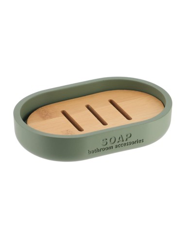 64101149 - porte savon polyresine - kaki/bambou